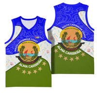 Nicaragua South Caribbean Coast Basketball Jersey with Regional Seal and Ocean Shell Pattern Alma Caribeña Design - Wonder Print Shop