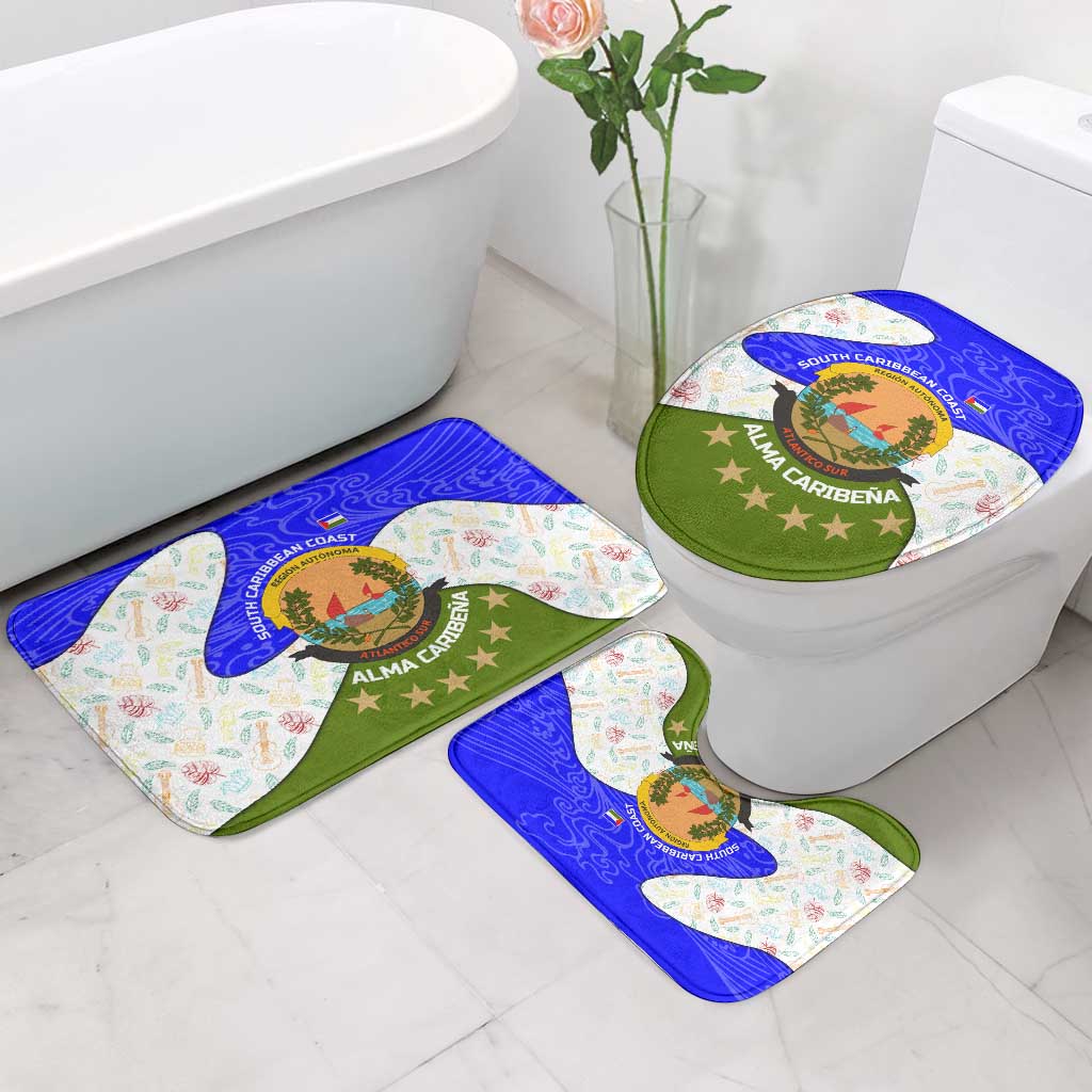 Nicaragua South Caribbean Coast Bathroom Set with Regional Seal and Ocean Shell Pattern Alma Caribeña Design - Wonder Print Shop