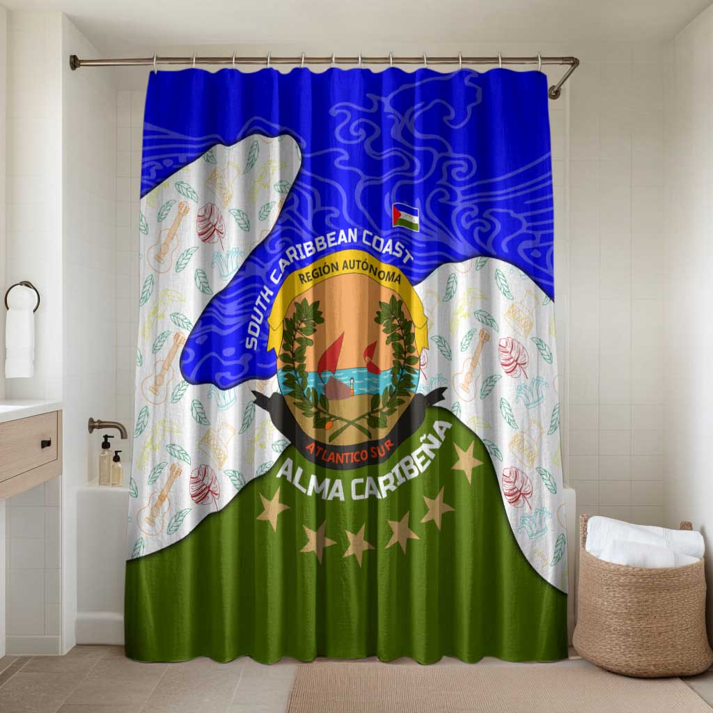Nicaragua South Caribbean Coast Bathroom Set with Regional Seal and Ocean Shell Pattern Alma Caribeña Design - Wonder Print Shop