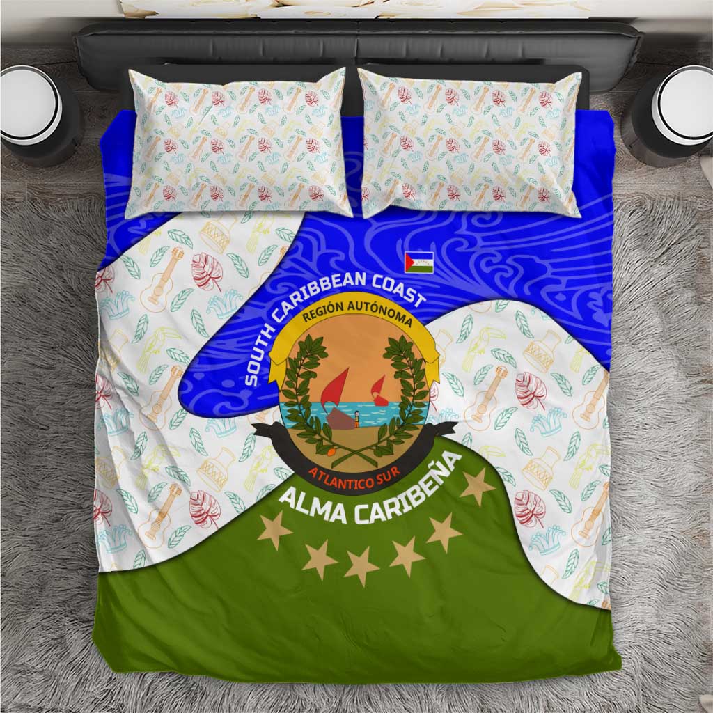 Nicaragua South Caribbean Coast Bedding Set with Regional Seal and Ocean Shell Pattern Alma Caribeña Design - Wonder Print Shop