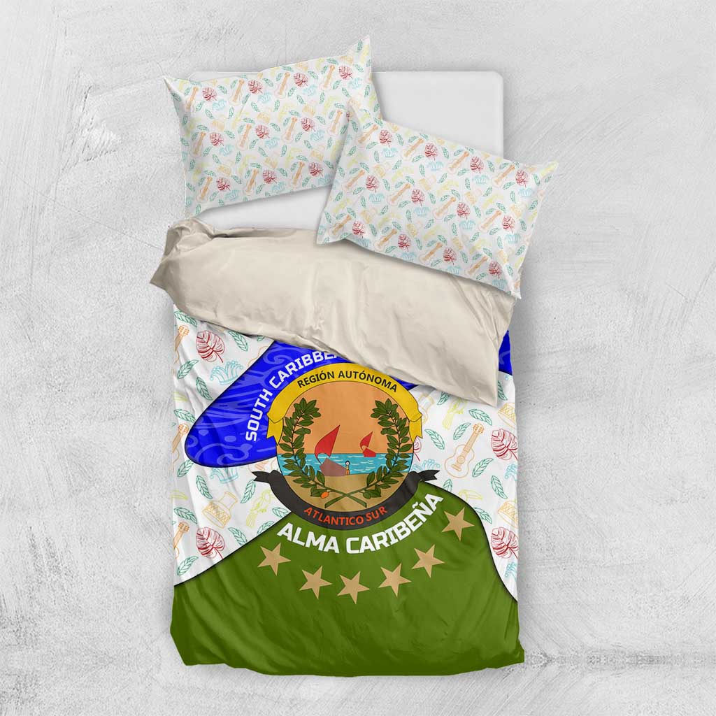 Nicaragua South Caribbean Coast Bedding Set with Regional Seal and Ocean Shell Pattern Alma Caribeña Design - Wonder Print Shop