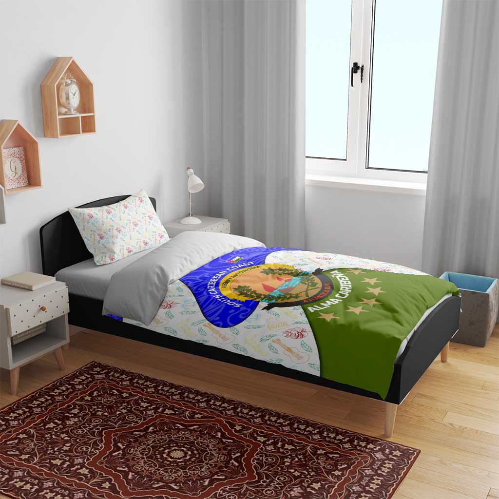 Nicaragua South Caribbean Coast Bedding Set with Regional Seal and Ocean Shell Pattern Alma Caribeña Design - Wonder Print Shop