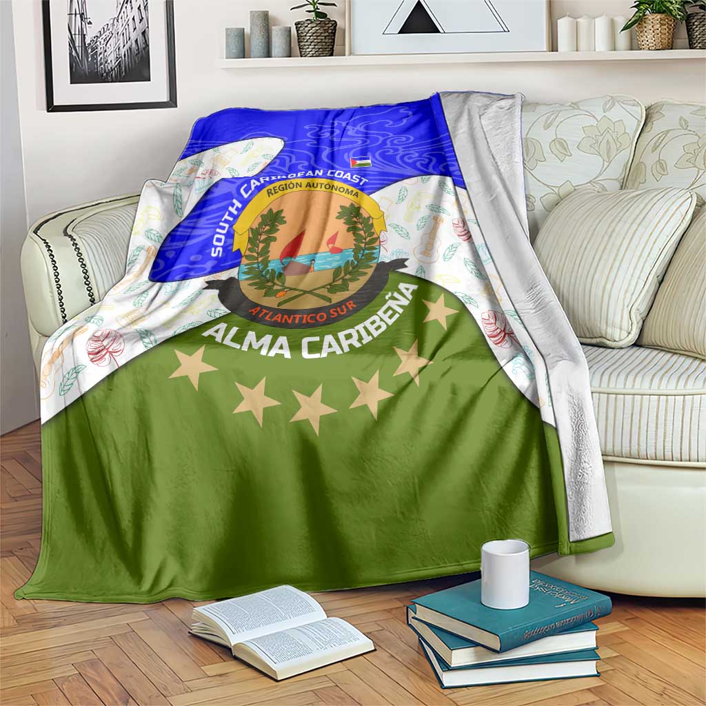 Nicaragua South Caribbean Coast Blanket with Regional Seal and Ocean Shell Pattern Alma Caribeña Design - Wonder Print Shop