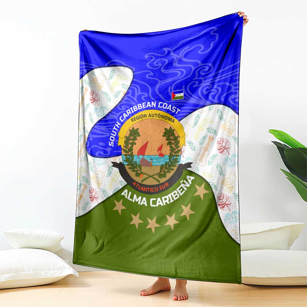 Nicaragua South Caribbean Coast Blanket with Regional Seal and Ocean Shell Pattern Alma Caribeña Design - Wonder Print Shop