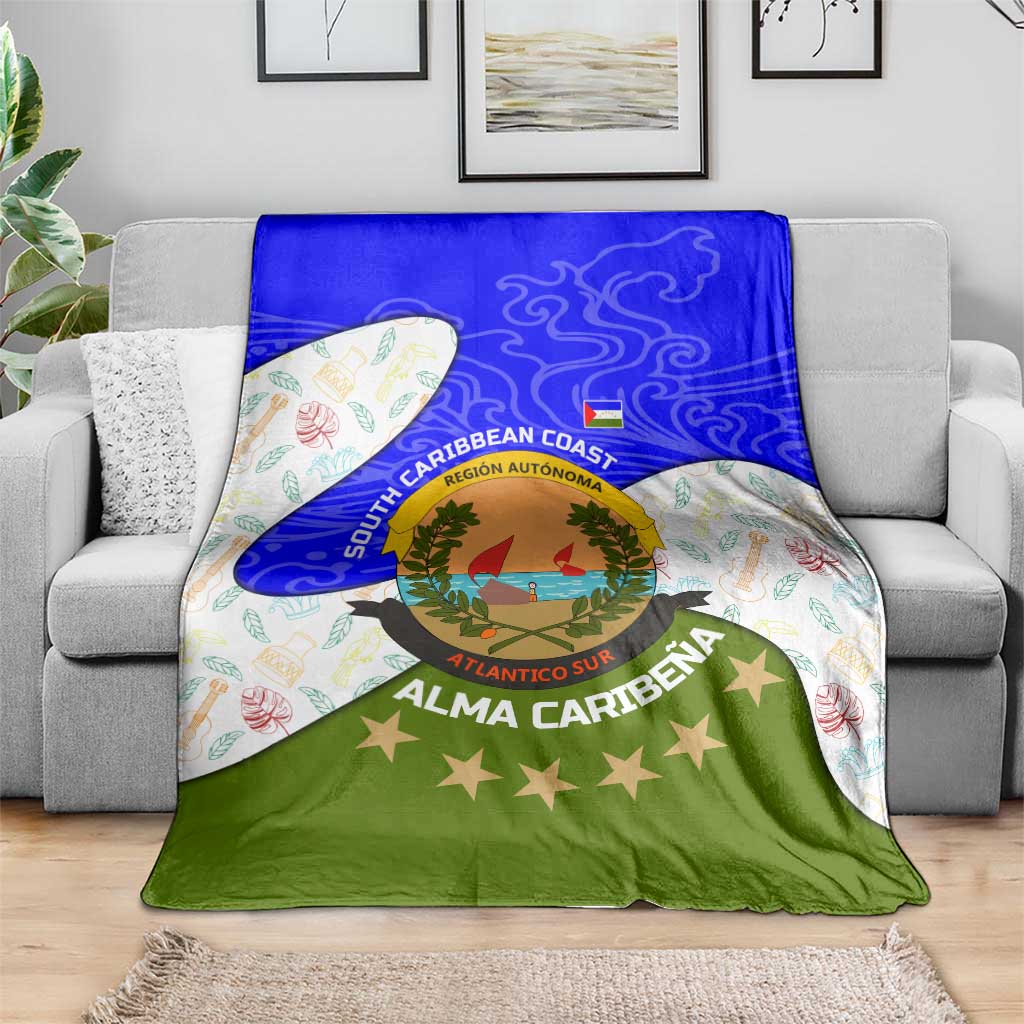Nicaragua South Caribbean Coast Blanket with Regional Seal and Ocean Shell Pattern Alma Caribeña Design - Wonder Print Shop