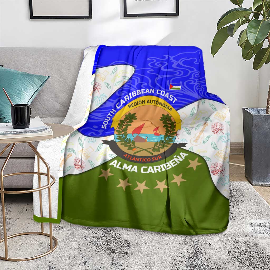 Nicaragua South Caribbean Coast Blanket with Regional Seal and Ocean Shell Pattern Alma Caribeña Design - Wonder Print Shop