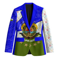 Nicaragua South Caribbean Coast Blazer with Regional Seal and Ocean Shell Pattern Alma Caribeña Design - Wonder Print Shop