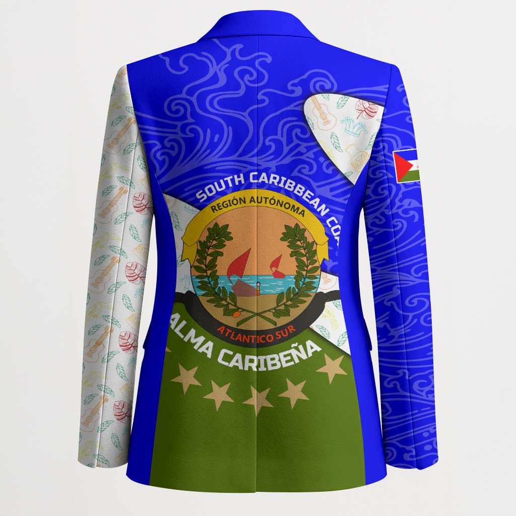 Nicaragua South Caribbean Coast Blazer with Regional Seal and Ocean Shell Pattern Alma Caribeña Design - Wonder Print Shop