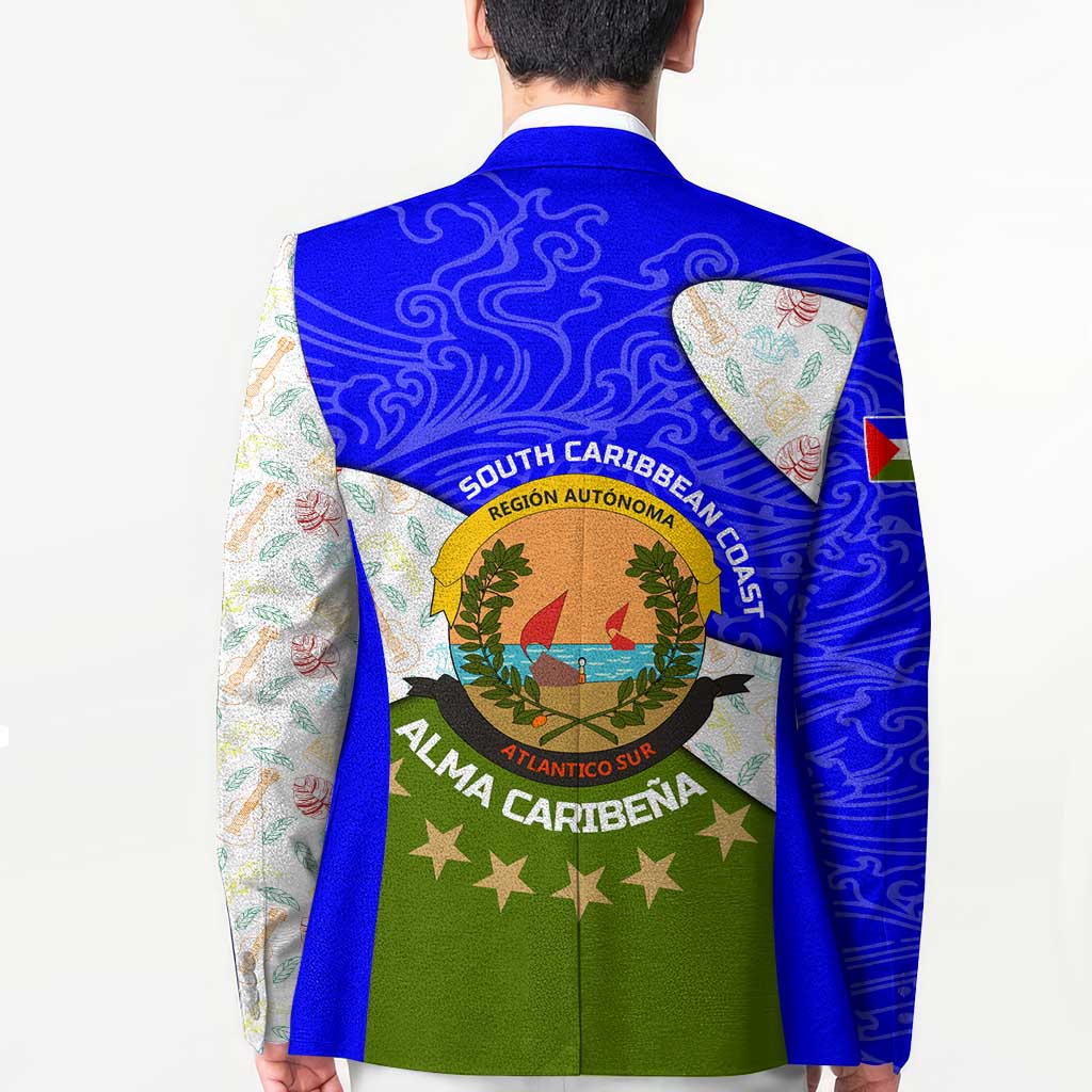 Nicaragua South Caribbean Coast Blazer with Regional Seal and Ocean Shell Pattern Alma Caribeña Design - Wonder Print Shop