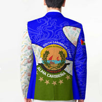 Nicaragua South Caribbean Coast Blazer with Regional Seal and Ocean Shell Pattern Alma Caribeña Design - Wonder Print Shop