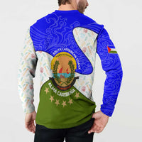 Nicaragua South Caribbean Coast Button Sweatshirt with Regional Seal and Ocean Shell Pattern Alma Caribeña Design - Wonder Print Shop