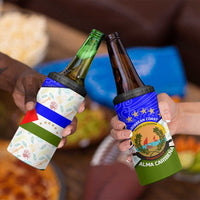 Nicaragua South Caribbean Coast 4 in 1 Can Cooler Tumbler with Regional Seal and Ocean Shell Pattern Alma Caribeña Design - Wonder Print Shop