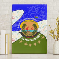 Nicaragua South Caribbean Coast Canvas Wall Art with Regional Seal and Ocean Shell Pattern Alma Caribeña Design - Wonder Print Shop