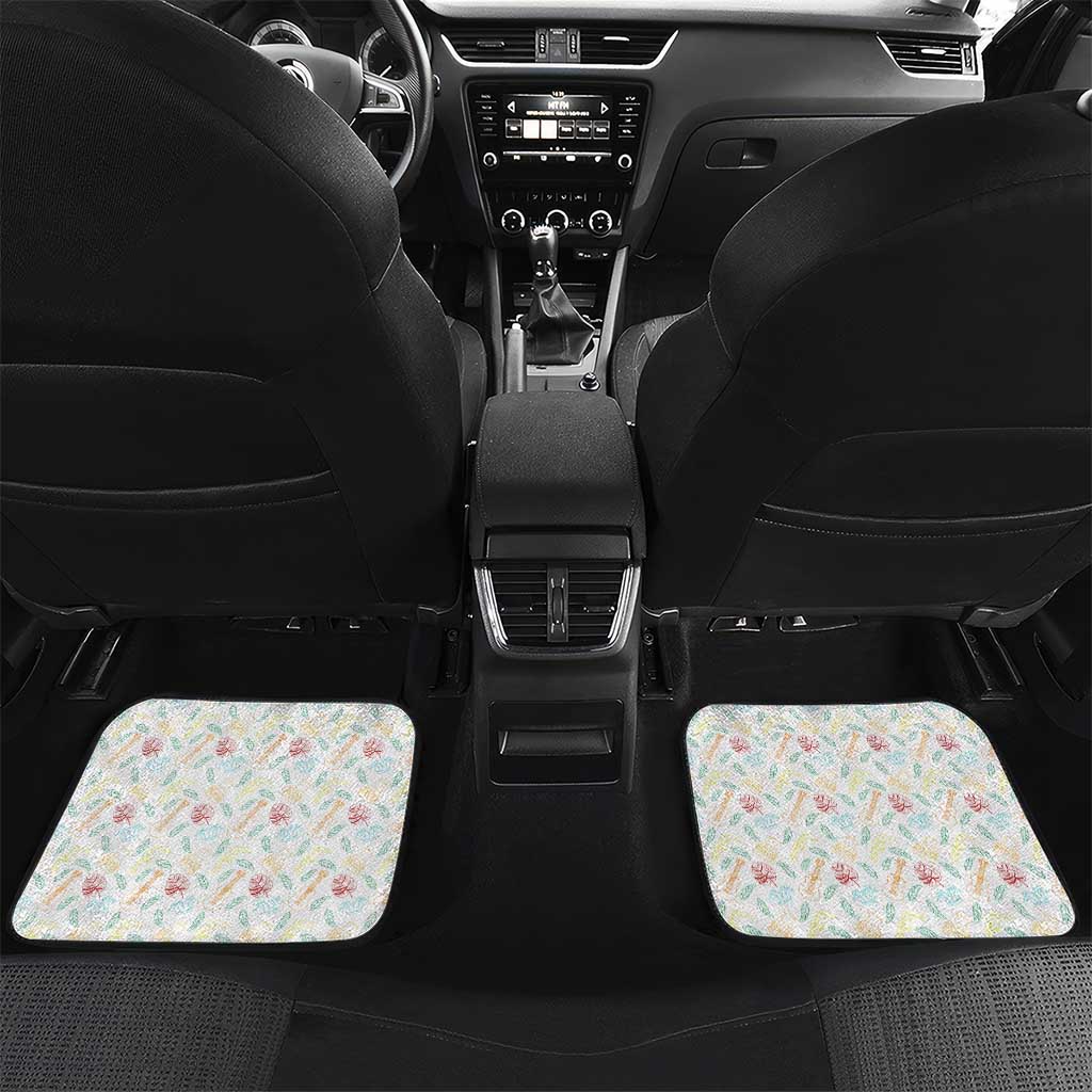 Nicaragua South Caribbean Coast Car Mats with Regional Seal and Ocean Shell Pattern Alma Caribeña Design - Wonder Print Shop
