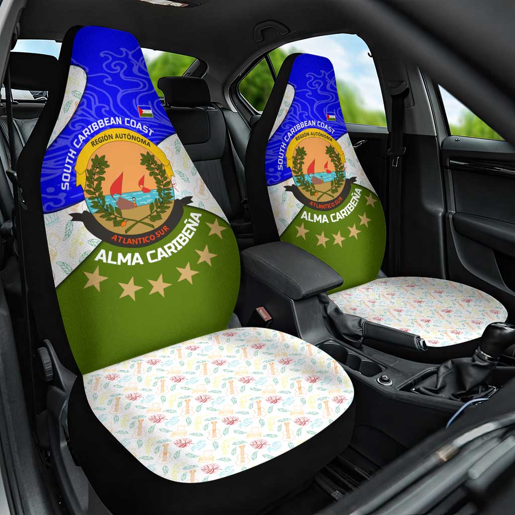 Nicaragua South Caribbean Coast Car Seat Cover with Regional Seal and Ocean Shell Pattern Alma Caribeña Design - Wonder Print Shop