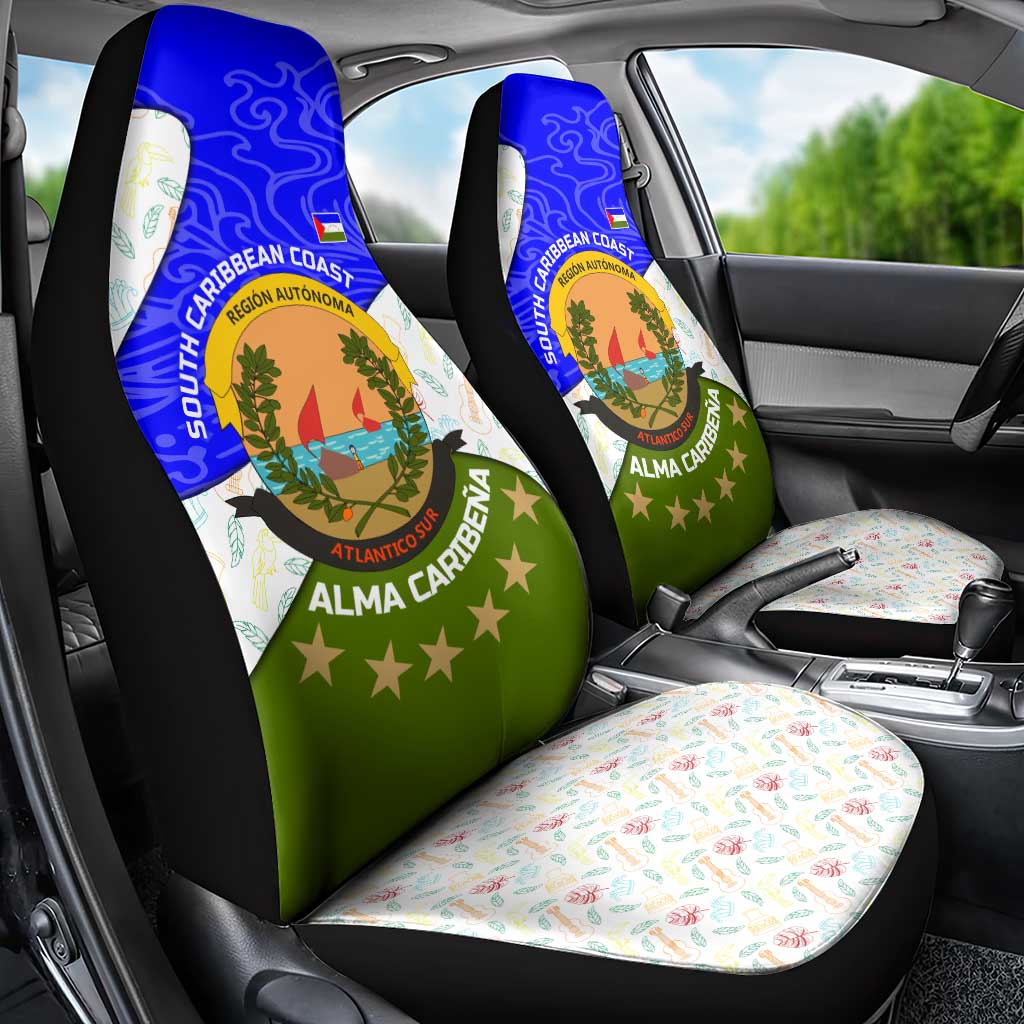 Nicaragua South Caribbean Coast Car Seat Cover with Regional Seal and Ocean Shell Pattern Alma Caribeña Design - Wonder Print Shop
