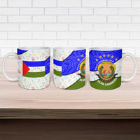 Nicaragua South Caribbean Coast Ceramic Mug with Regional Seal and Ocean Shell Pattern Alma Caribeña Design - Wonder Print Shop