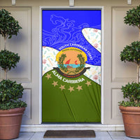 Nicaragua South Caribbean Coast Door Cover with Regional Seal and Ocean Shell Pattern Alma Caribeña Design - Wonder Print Shop