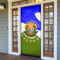 Nicaragua South Caribbean Coast Door Cover with Regional Seal and Ocean Shell Pattern Alma Caribeña Design - Wonder Print Shop