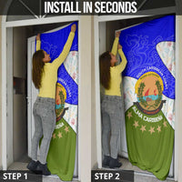 Nicaragua South Caribbean Coast Door Cover with Regional Seal and Ocean Shell Pattern Alma Caribeña Design - Wonder Print Shop