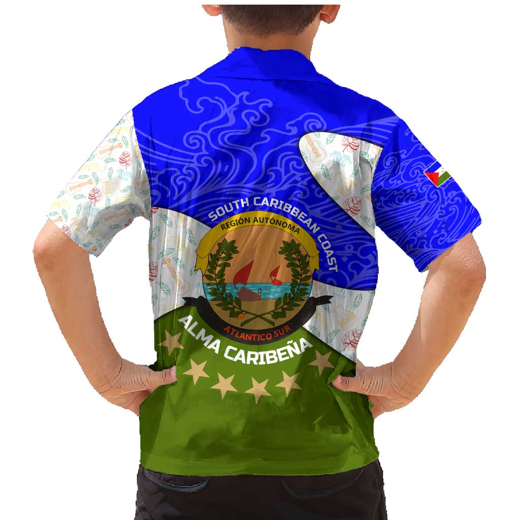 Nicaragua South Caribbean Coast Family Matching Mermaid Dress and Hawaiian Shirt with Regional Seal and Ocean Shell Pattern Alma Caribeña Design - Wonder Print Shop