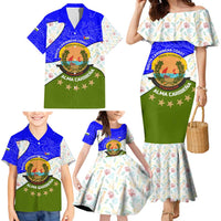 Nicaragua South Caribbean Coast Family Matching Mermaid Dress and Hawaiian Shirt with Regional Seal and Ocean Shell Pattern Alma Caribeña Design - Wonder Print Shop