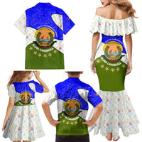Nicaragua South Caribbean Coast Family Matching Mermaid Dress and Hawaiian Shirt with Regional Seal and Ocean Shell Pattern Alma Caribeña Design - Wonder Print Shop