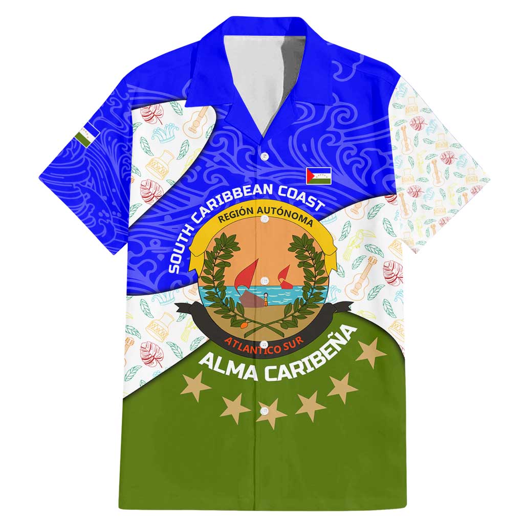 Nicaragua South Caribbean Coast Family Matching Mermaid Dress and Hawaiian Shirt with Regional Seal and Ocean Shell Pattern Alma Caribeña Design - Wonder Print Shop