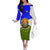 Nicaragua South Caribbean Coast Family Matching Off The Shoulder Long Sleeve Dress and Hawaiian Shirt with Regional Seal and Ocean Shell Pattern Alma Caribeña Design - Wonder Print Shop