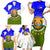 Nicaragua South Caribbean Coast Family Matching Short Sleeve Bodycon Dress and Hawaiian Shirt with Regional Seal and Ocean Shell Pattern Alma Caribeña Design - Wonder Print Shop