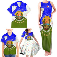 Nicaragua South Caribbean Coast Family Matching Tank Maxi Dress and Hawaiian Shirt with Regional Seal and Ocean Shell Pattern Alma Caribeña Design - Wonder Print Shop