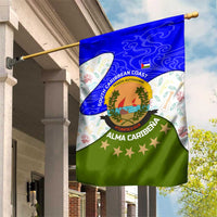 Nicaragua South Caribbean Coast Garden Flag with Regional Seal and Ocean Shell Pattern Alma Caribeña Design - Wonder Print Shop
