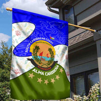 Nicaragua South Caribbean Coast Garden Flag with Regional Seal and Ocean Shell Pattern Alma Caribeña Design - Wonder Print Shop