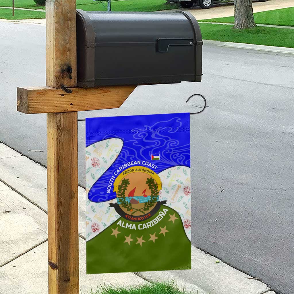 Nicaragua South Caribbean Coast Garden Flag with Regional Seal and Ocean Shell Pattern Alma Caribeña Design - Wonder Print Shop