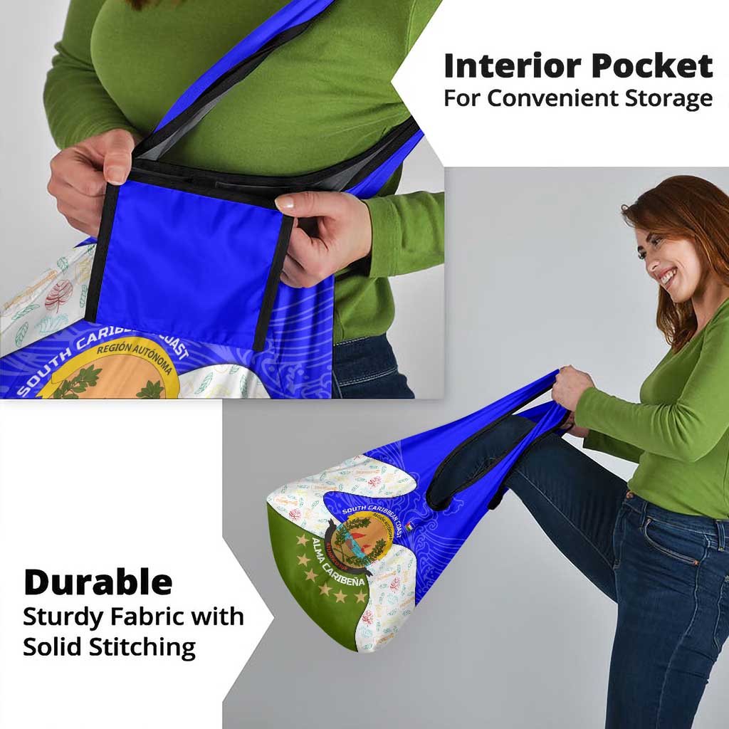 Nicaragua South Caribbean Coast Grocery Bag with Regional Seal and Ocean Shell Pattern Alma Caribeña Design - Wonder Print Shop