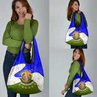 Nicaragua South Caribbean Coast Grocery Bag with Regional Seal and Ocean Shell Pattern Alma Caribeña Design - Wonder Print Shop