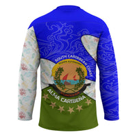 Nicaragua South Caribbean Coast Hockey Jersey with Regional Seal and Ocean Shell Pattern Alma Caribeña Design - Wonder Print Shop