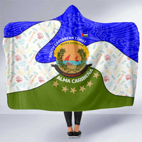 Nicaragua South Caribbean Coast Hooded Blanket with Regional Seal and Ocean Shell Pattern Alma Caribeña Design - Wonder Print Shop