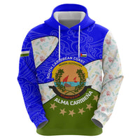 Nicaragua South Caribbean Coast Hoodie with Regional Seal and Ocean Shell Pattern Alma Caribeña Design - Wonder Print Shop