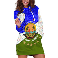 Nicaragua South Caribbean Coast Hoodie Dress with Regional Seal and Ocean Shell Pattern Alma Caribeña Design - Wonder Print Shop