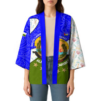 Nicaragua South Caribbean Coast Kimono with Regional Seal and Ocean Shell Pattern Alma Caribeña Design - Wonder Print Shop