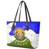 Nicaragua South Caribbean Coast Leather Tote Bag with Regional Seal and Ocean Shell Pattern Alma Caribeña Design - Wonder Print Shop