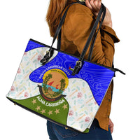Nicaragua South Caribbean Coast Leather Tote Bag with Regional Seal and Ocean Shell Pattern Alma Caribeña Design - Wonder Print Shop