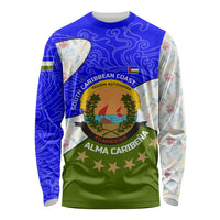 Nicaragua South Caribbean Coast Long Sleeve Shirt with Regional Seal and Ocean Shell Pattern Alma Caribeña Design - Wonder Print Shop