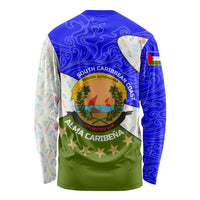 Nicaragua South Caribbean Coast Long Sleeve Shirt with Regional Seal and Ocean Shell Pattern Alma Caribeña Design - Wonder Print Shop