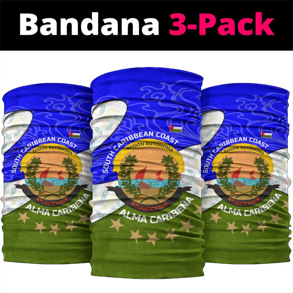 Nicaragua South Caribbean Coast Neck Gaiter with Regional Seal and Ocean Shell Pattern Alma Caribeña Design - Wonder Print Shop