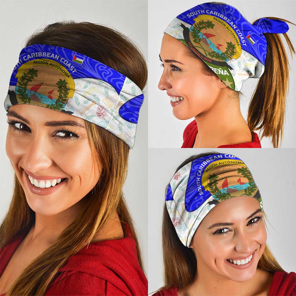 Nicaragua South Caribbean Coast Neck Gaiter with Regional Seal and Ocean Shell Pattern Alma Caribeña Design - Wonder Print Shop