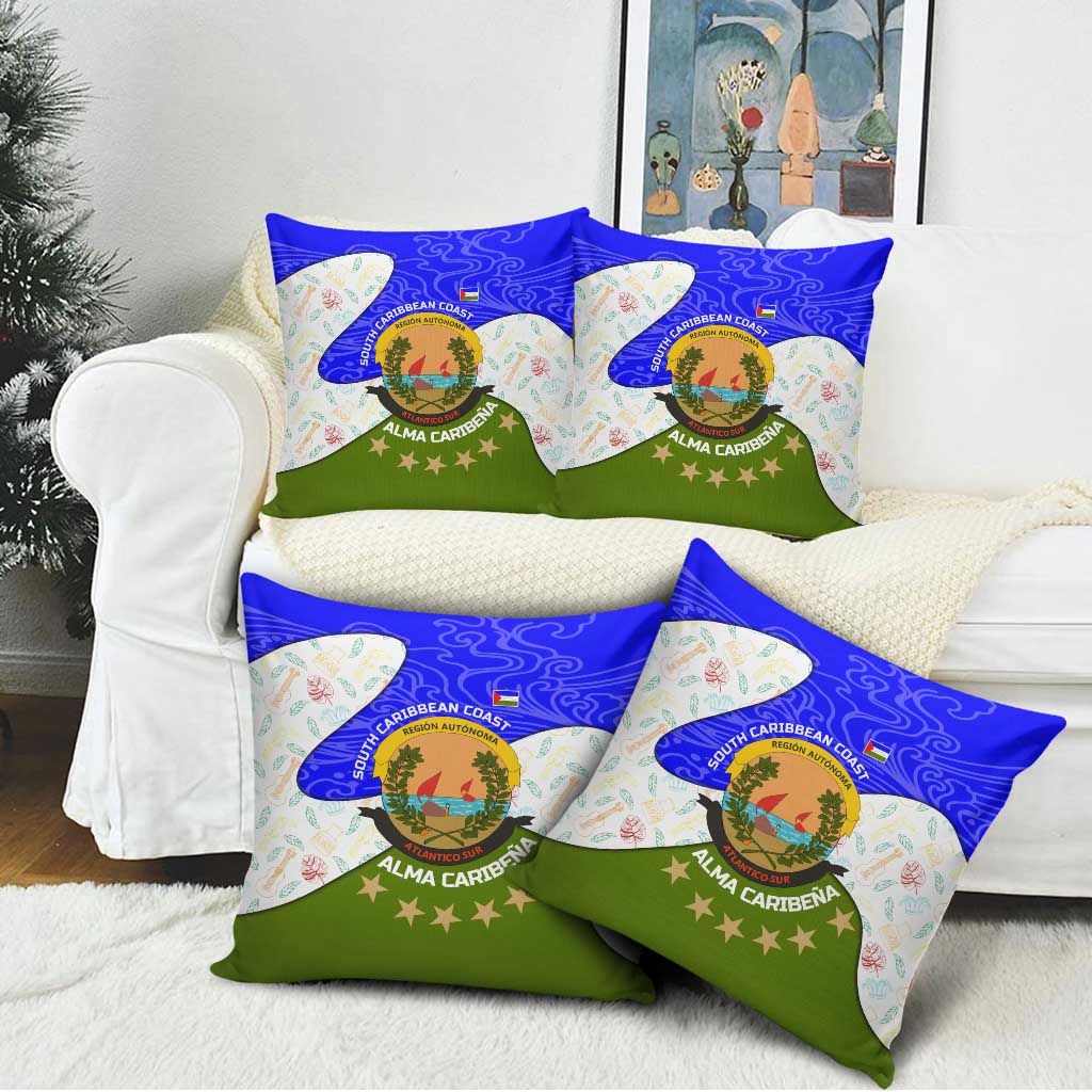 Nicaragua South Caribbean Coast Pillow Cover with Regional Seal and Ocean Shell Pattern Alma Caribeña Design - Wonder Print Shop