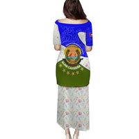 Nicaragua South Caribbean Coast Puletasi with Regional Seal and Ocean Shell Pattern Alma Caribeña Design - Wonder Print Shop