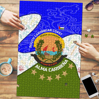 Nicaragua South Caribbean Coast Puzzle with Regional Seal and Ocean Shell Pattern Alma Caribeña Design - Wonder Print Shop